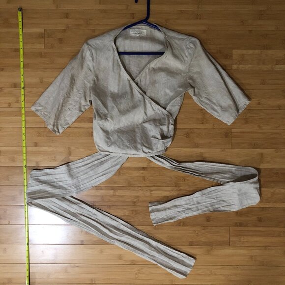 Pavietra Natural Organic Linen Wrap Top - Picture 1 of 7